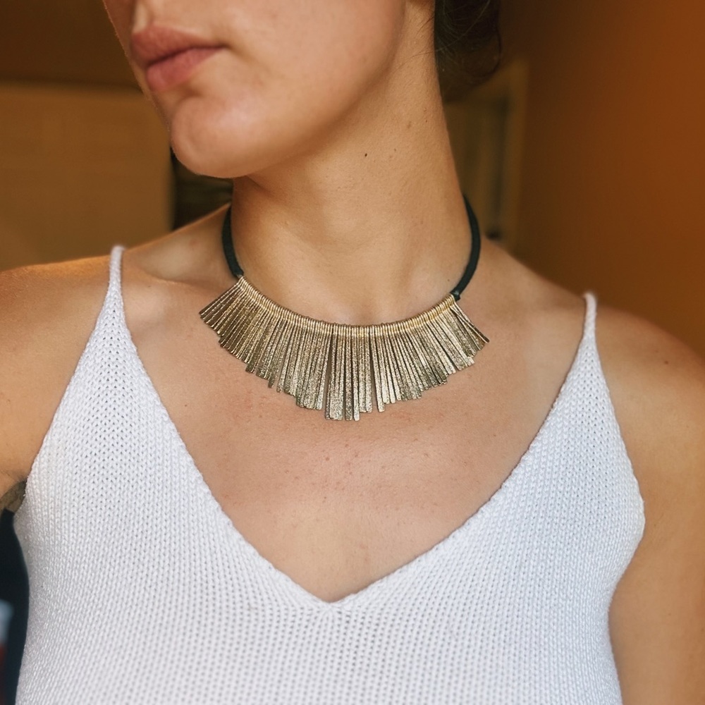 Gold sunburst choker